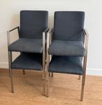 4 stoelen Nexo (Goossens) met RVS frame in denim blauwe stof, Huis en Inrichting, Ophalen, Gebruikt, Blauw, Vier