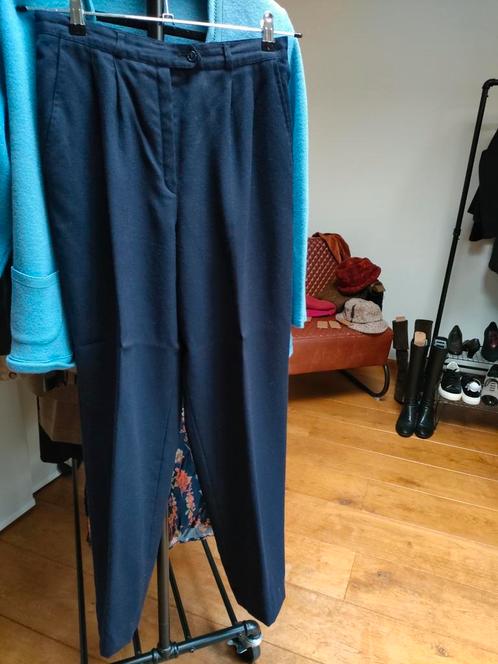 Donkerblauwe vintage wollen pantalon, goede kwaliteit, Kleding | Dames, Broeken en Pantalons, Gedragen, Maat 36 (S), Blauw, Ophalen of Verzenden