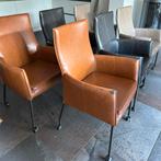 6 eetkamerstoelen op wieltjes (versleten bekleding), Huis en Inrichting, Stoelen, Ophalen, Gebruikt, Overige kleuren, Leer