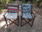 Twee houten tuinstoelen met kussens, Ophalen, Gebruikt, Bruin, Twee