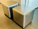 Fendi Casa ottoman hocker kruk silver printed FF- leder set, Minder dan 50 cm, Gebruikt, Vierkant, Ophalen of Verzenden