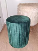 Poef geribbelde groene fluwelen (velvet) stof., Ophalen, Minder dan 50 cm, Rond, Minder dan 50 cm