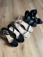 3 sandalen met hak maat 37, Zwart, Zo goed als nieuw, Sandalen of Muiltjes, Ophalen of Verzenden