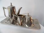 Art Deco Koffie/Theeset, chroom vernikkeld GBN, Antiek en Kunst, Antiek | Servies compleet, Ophalen of Verzenden