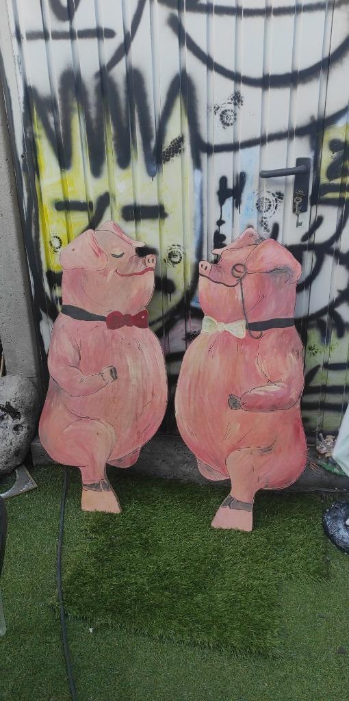 Slagerij / Slachter Varkens uit Etalage Vintage Reclame, Verzamelen, Merken en Reclamevoorwerpen, Gebruikt, Reclamebord, Ophalen of Verzenden