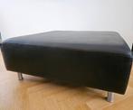 Leren poef hocker salontafel zwart 100x100 cm, Ophalen, Zo goed als nieuw, Vierkant, Leer