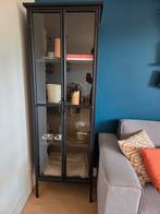 Mooie vitrinekast staal en glas zwart, Ophalen, 150 tot 200 cm, 25 tot 50 cm, Glas