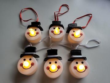 6 nieuwe sneeuwpophoofdjes met lampjes voor in de kerstboom beschikbaar voor biedingen