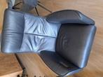 Relax fauteuil blauw leer, Huis en Inrichting, Fauteuils, Ophalen of Verzenden, Gebruikt, Leer, 50 tot 75 cm