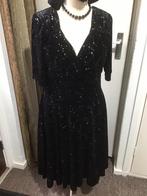 Zwart velourse jurk met sterretjes mt. 46, Kleding | Dames, Zwart, Maat 46/48 (XL) of groter, Ophalen of Verzenden, Zo goed als nieuw