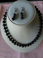 Granaten halssieraad + zilv.bolslot, 74 cm, Verzenden, Gebruikt, Rood, Steen of Mineraal