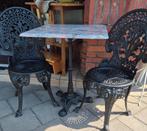 Bistro Tuinset met marmeren tafelblad en gietijzeren stoelen, Ophalen of Verzenden
