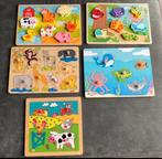 Houten knopjes / noppen leg puzzels, Ophalen of Verzenden, Minder dan 10 stukjes, Zo goed als nieuw, 6 maanden tot 2 jaar