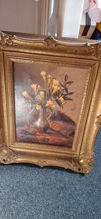 Bloemen in vaas schilderij met gouden lijst, Antiek en Kunst, Kunst | Schilderijen | Klassiek, Ophalen of Verzenden