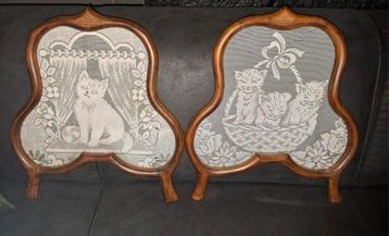 2 Vintage Raamhorren met Kattenmotief beschikbaar voor biedingen
