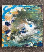 Schilderijtje kleurig vierkant., Antiek en Kunst, Kunst | Schilderijen | Abstract, Ophalen of Verzenden