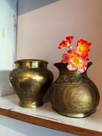 Vintage messing potten Oosters gegraveerd, Verzenden, Koper