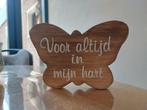 Houten vlinder met tekst, Ophalen of Verzenden