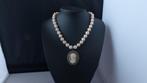 ZOETWATERPAREL ketting/oorhanger-set, Verzenden, Zilver, Met edelsteen