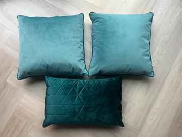 Nieuw set velvet sierkussens groen turquoise vierkant! beschikbaar voor biedingen