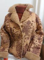 Vintage Bruine Jas met Luipaardprint en Teddy Voering, Maat 38/40 (M), Bruin, Ophalen of Verzenden, Zo goed als nieuw