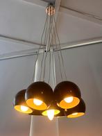 Hanglamp 7-lichts zwart glazen bollen, Ophalen, Zo goed als nieuw, Glas, 75 cm of meer
