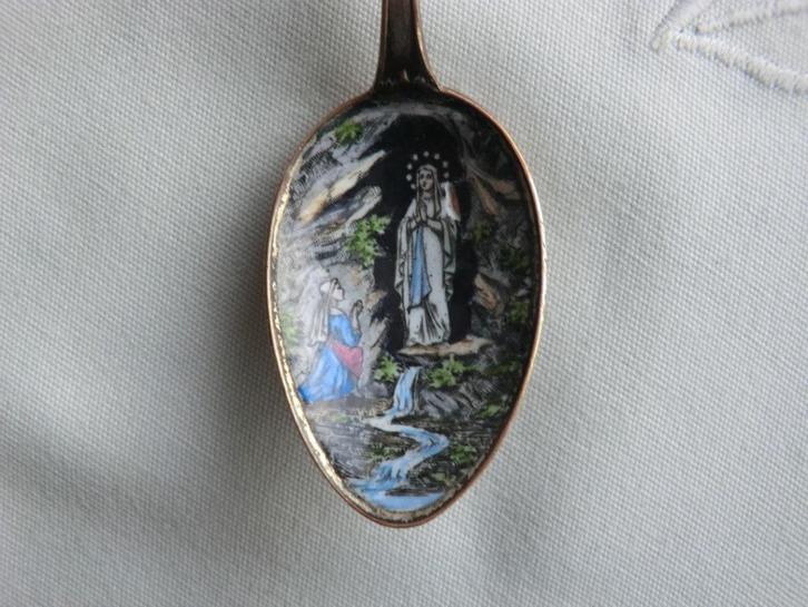 Emaille lepeltje Lourdes, Antiek en Kunst, Antiek | Bestek, Verzenden