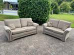 1 of 2 stoffen banken zand / beige bank set, Gebruikt, 125 cm of meer, Ophalen of Verzenden, 75 tot 100 cm