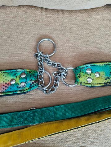Halsband halfsheck full leder, incl riem extreme doggear  beschikbaar voor biedingen