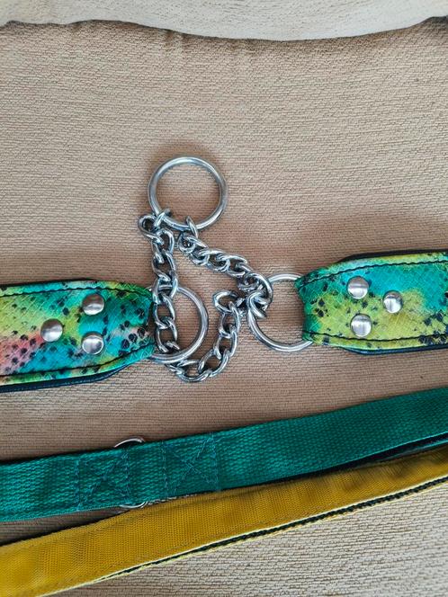 Halsband halfsheck full leder, incl riem extreme doggear, Dieren en Toebehoren, Hondenhalsbanden en Penningen, Zo goed als nieuw