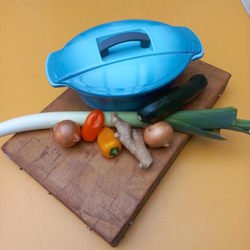 Le Creuset blauwe braadpan Futura 29 cm in zeer goede staat., Huis en Inrichting, Keuken | Potten en Pannen, Gebruikt, Koekenpan of Braadpan