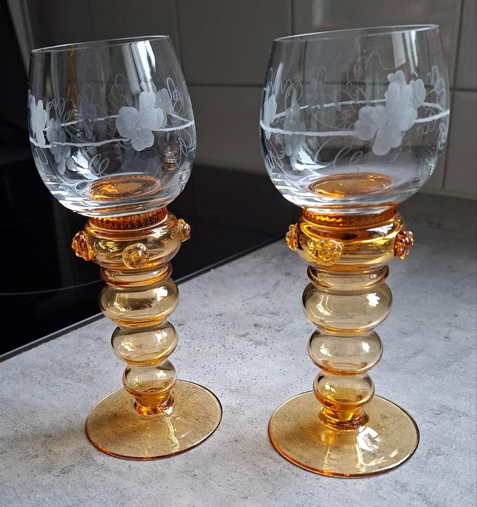 Theresienthal romer wijnglas 1496 handgeblazen en gegraveerd, Antiek en Kunst, Ophalen of Verzenden