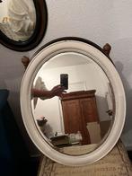 Antieke Ovale Spiegel met Witte Lijst 48 x 58 cm, Antiek en Kunst, Ophalen, Ovaal, 50 tot 100 cm