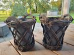 Decoratieve bloempotten met rieten omhulsel, 20cm, Tuin en Terras, Bloempotten, Overige materialen, Gebruikt, Rond, Tuin