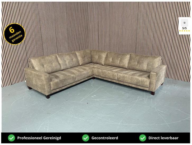 GRATIS LEVERING Hoekbank Taupe 280x260 REFURBISHED, Huis en Inrichting, Banken | Bankstellen, Zo goed als nieuw, Hoekbank, Vierpersoons of meer