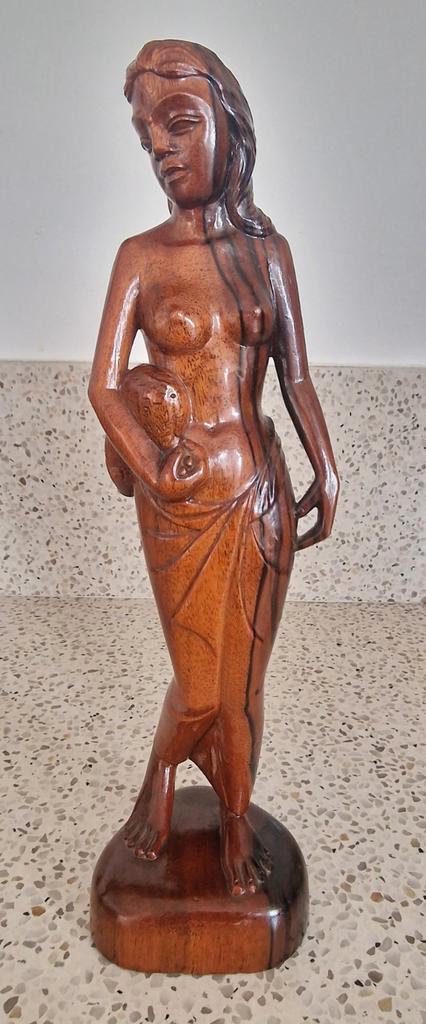 Houten Beeldje van Vrouw, Antiek en Kunst, Kunst | Beelden en Houtsnijwerken, Ophalen of Verzenden