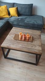 Industriële salontafel hout/staal – 78 x 78 cm, Ophalen, Gebruikt, 50 tot 100 cm, Vierkant