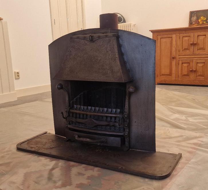 Inbouw/Inzet openhaard smeedijzer, Huis en Inrichting, Haarden, Gebruikt, Houthaard, Ophalen