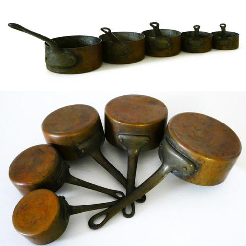 Mini Steelpannen / sauskommen / pannen koper messing, Antiek en Kunst, Antiek | Keukenbenodigdheden, Ophalen of Verzenden