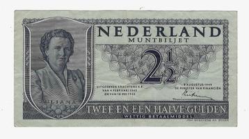 2,50 Gulden. Papieren rijksdaalder 1949. Zeer fraai beschikbaar voor biedingen