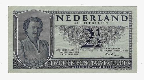 2,50 Gulden. Papieren rijksdaalder 1949. Zeer fraai, Postzegels en Munten, Bankbiljetten | Nederland, Los biljet, 2½ gulden, Ophalen of Verzenden
