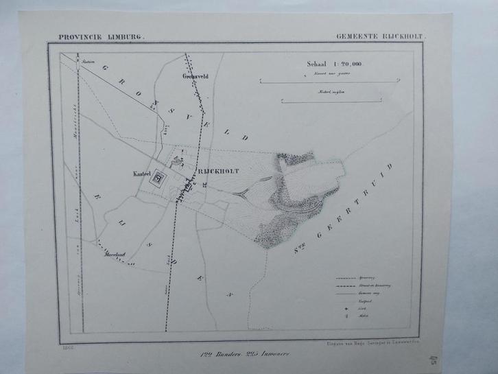 45 / Rijckholt Gronsveld Maerland Litho uit 1866 J. Kuyper, Antiek en Kunst, Kunst | Litho's en Zeefdrukken, Ophalen of Verzenden