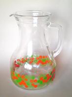 Vintage limonadekan met vrolijk kersenmotief, Overige typen, Ophalen of Verzenden, Effen, Glas