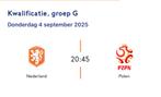 Nederland - Polen | WK | 04/09/2025 | 4x tickets, Tickets en Kaartjes, Drie personen of meer, September
