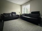 2 moderne zwart lederen 3 zits en 2,5 zits TOPFORM banken, Ophalen, Gebruikt, 150 tot 200 cm, Driepersoons