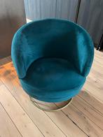 Velvet petrol/ groene stoel, Huis en Inrichting, Stoelen, Overige kleuren, Verzenden, Zo goed als nieuw, Eén