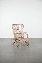 Dutch design rotan fauteuil uit de jaren ’50 met hoge rug, Ophalen, Gebruikt, ., .