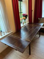 Grote donker eiken eettafel met uitschuifstukken, Huis en Inrichting, Tafels | Eettafels, Ophalen, Gebruikt, Eikenhout, 50 tot 100 cm