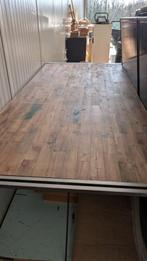 Eettafel hout met stalen onderstel/ frame, Huis en Inrichting, Tafels | Eettafels, Ophalen, 200 cm of meer, 50 tot 100 cm, Zo goed als nieuw