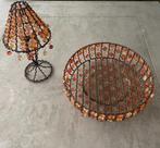 Vintage schaal en lampje voor waxinelichtje, oranje stenen, Huis en Inrichting, Woonaccessoires | Schalen en Manden, Overige materialen